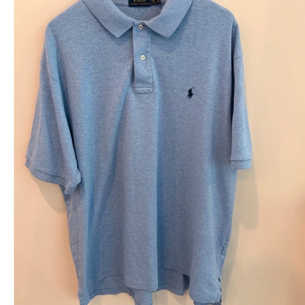 Polo Ralph Lauren Mens 2XB Blue Heather Short Sleeve Cotton Polo Shirt 1060